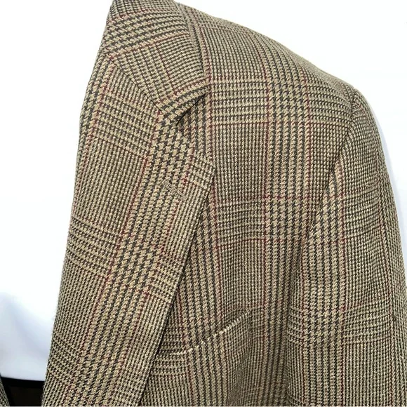 Ralph Lauren Men’s Polo University Club Brown Plaid Wool Tweed 2 Button Blazer